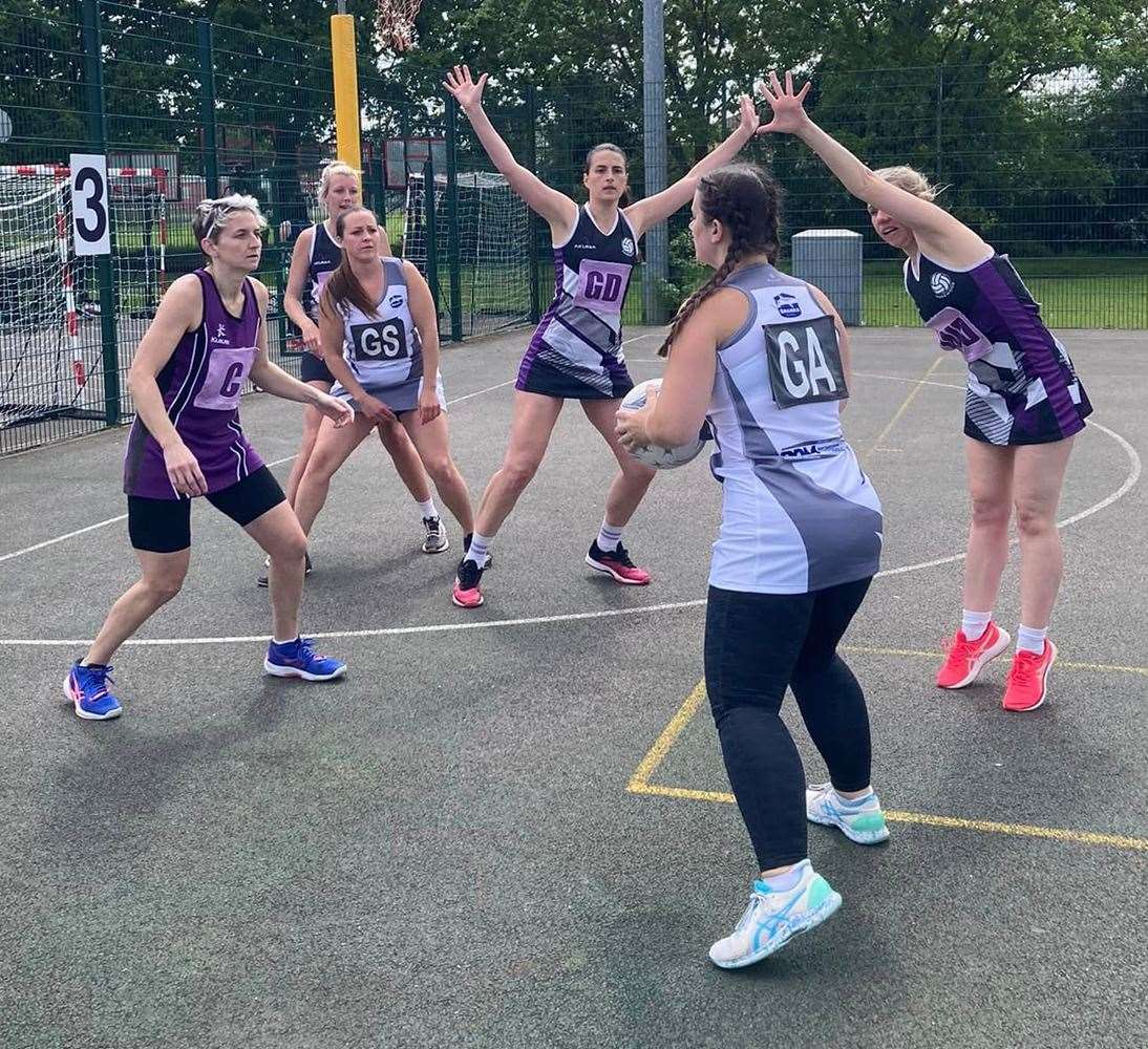 RMS Sharks and Homewood go head-to-head in the Ashford Netball League's summer tournament. Picture: Terrie Ireland