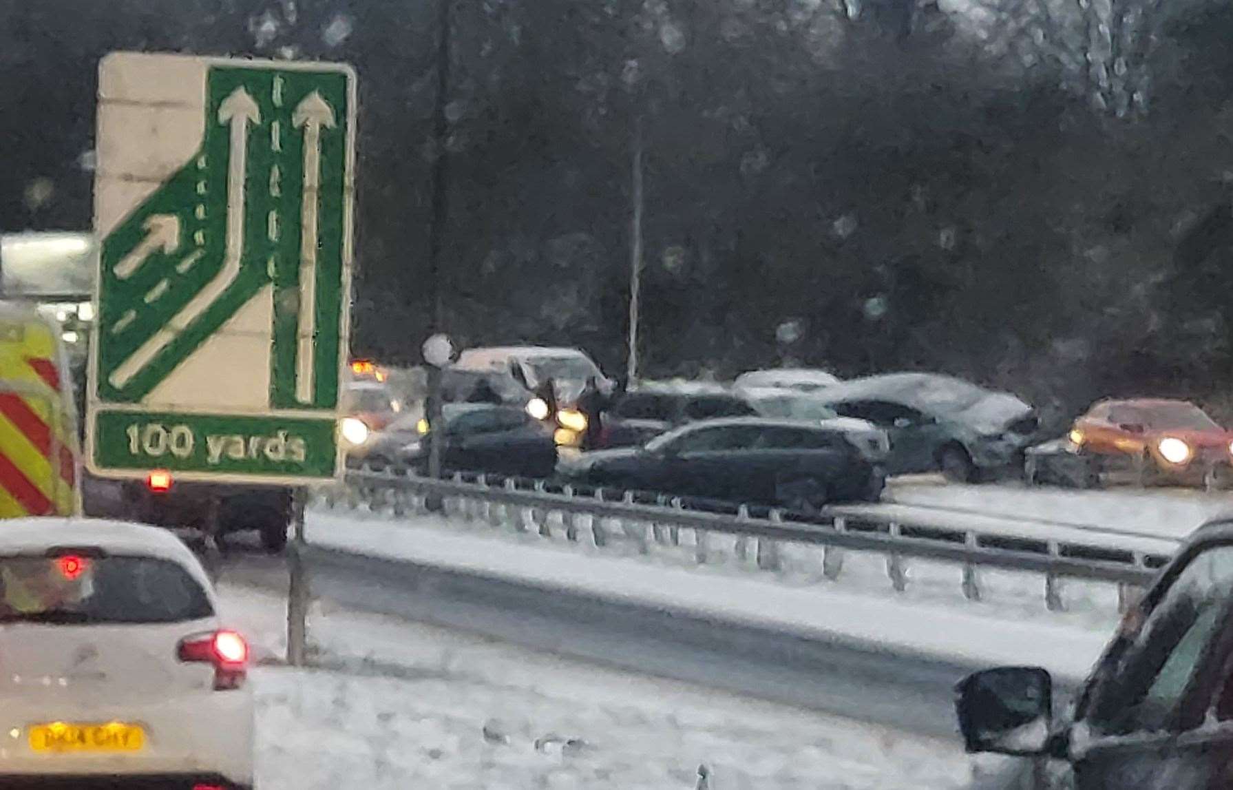 The scene of a six-car crash on the A229 London-bound carriageway near Blue Bell Hill. Picture: KCC Highways (44300312)
