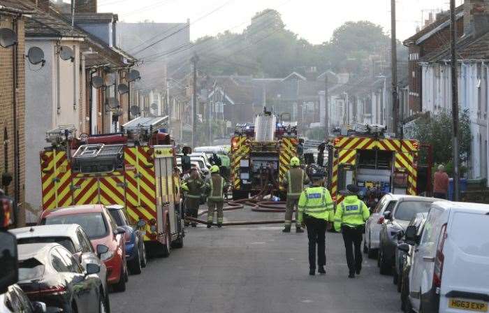 Seven fire engines were called to St Mary's Road in Faversham after a blaze. Picture: UKNIP