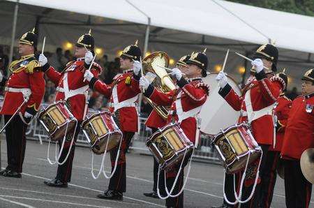 The Band of The Princess of Wales Royal Regiment performs at the Dover Tattoo