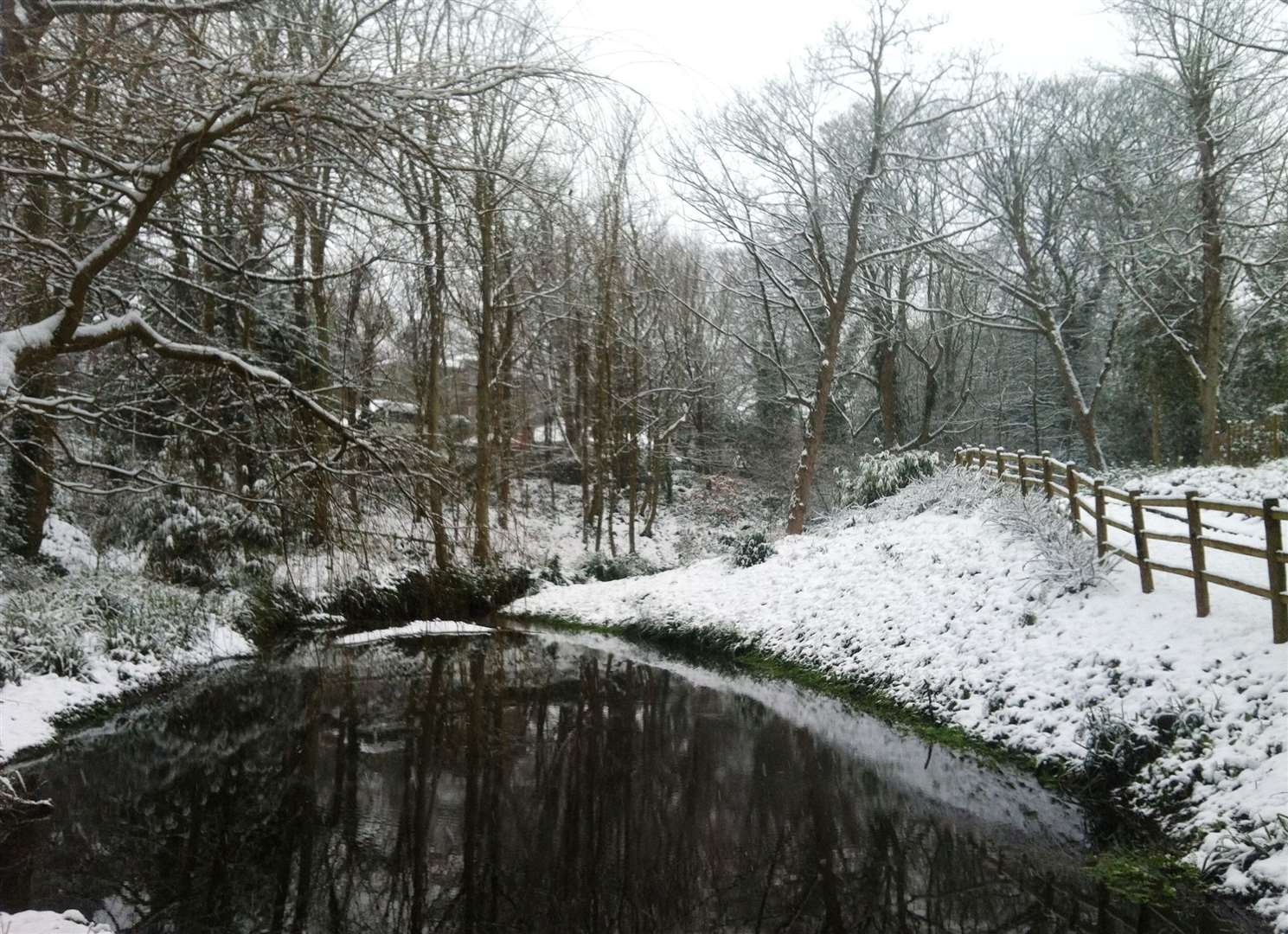 Snow at Enbrook Park in 2013