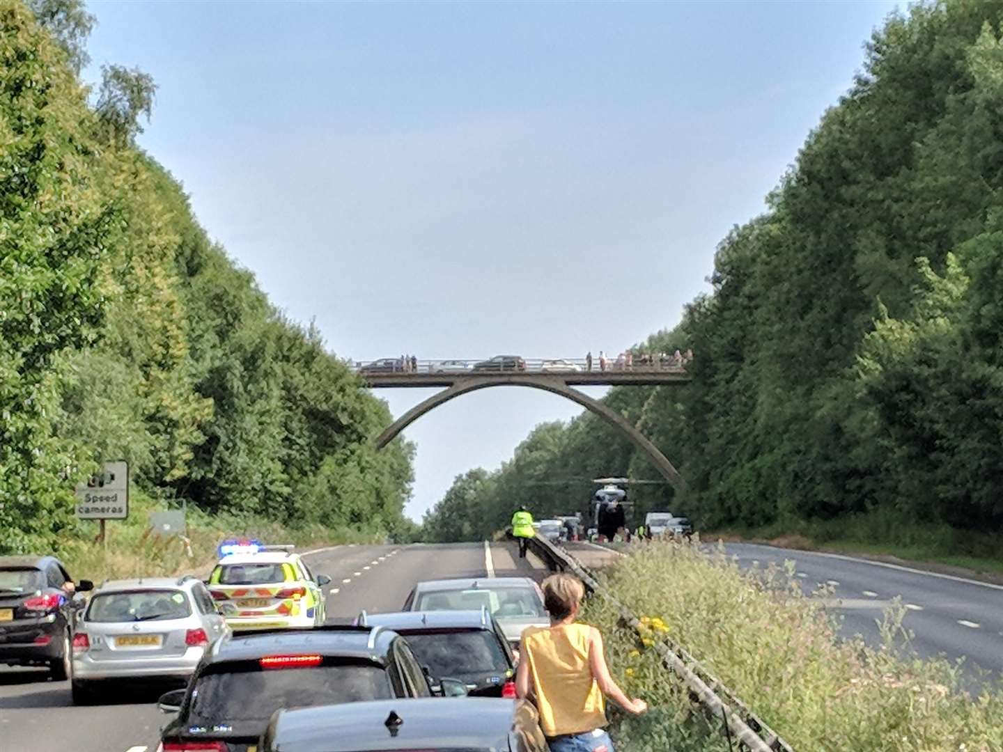 A woman has died after falling from a bridge onto the A21 at Sevenoaks. Pic: Lloyd Brooker