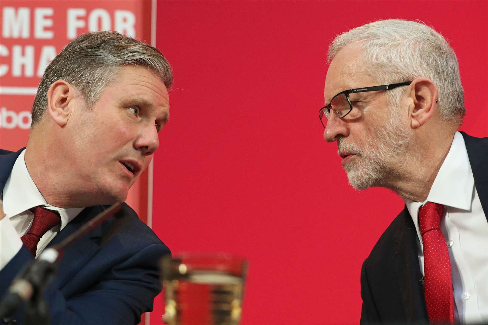 Jeremy Corbyn (right) led Labour to its worst election performance since 1935 (Jonathan Brady/PA)