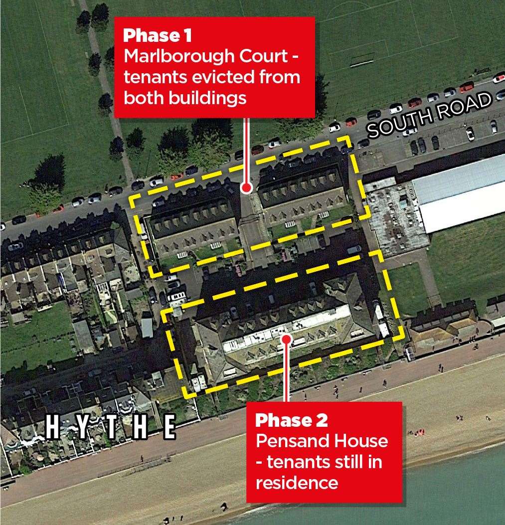 Aerial view of Marlborough Court and Pensand House. Picture: Folkestone & Hythe District Council