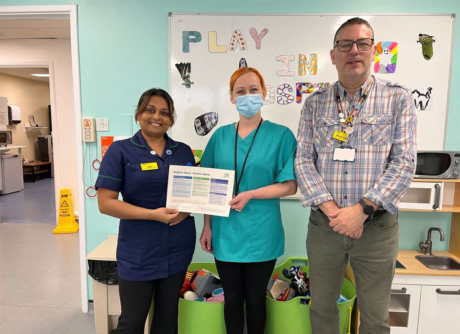 From left: Vidya Pundit-Dermody, catering team assistant, Karini Eksta, and Simon Clark, senior facilities manager for catering. Picture: Medway NHS Foundation Trust