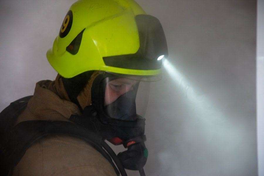 Fire crews wore breathing apparatus as they tackled a kitchen blaze. Picture: Kent Fire and Rescue Service