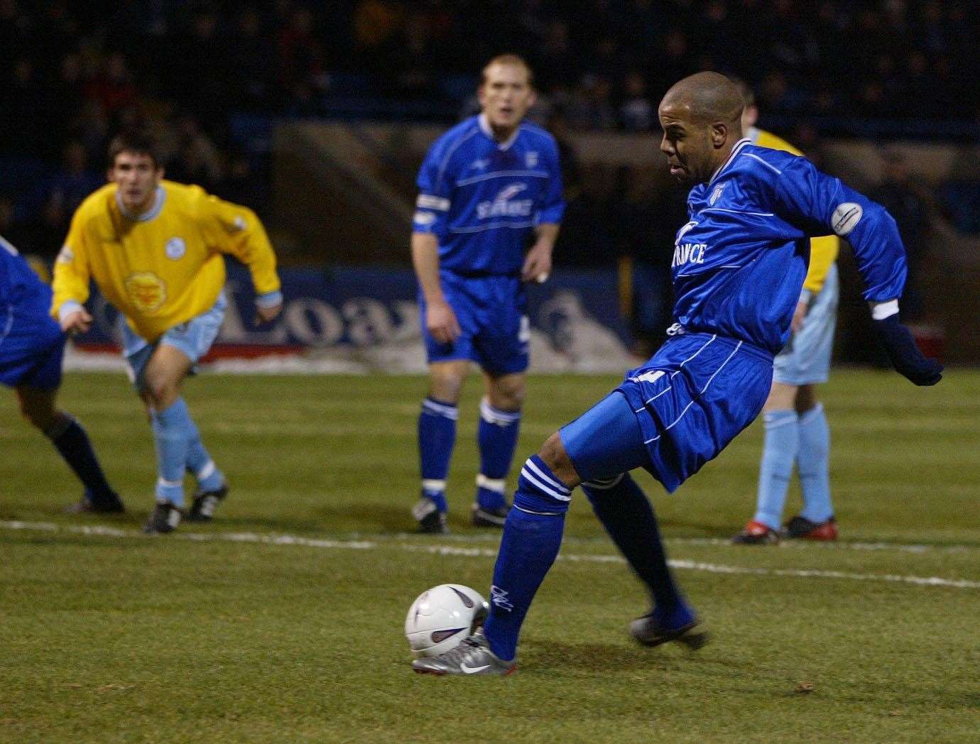 Marlon King scores for Gillingham from the penalty spot when Sheffield Wednesday were last in town