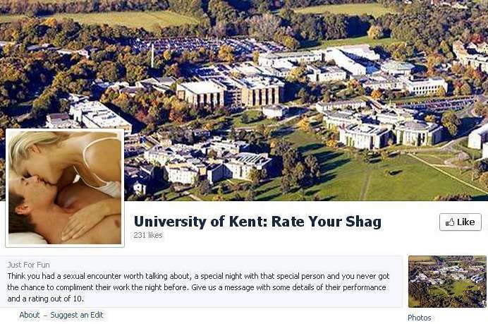 University of Kent students were asked to rate their sexual partners on a Facebook page that has since been removed