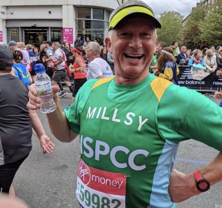 Mark after running the London Marathon for the NSPCC