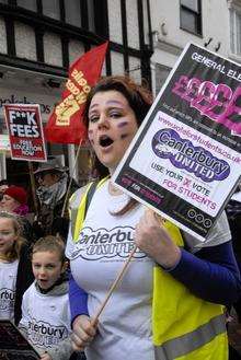 Students marched through Canterbury to protest against tuition fees and debt