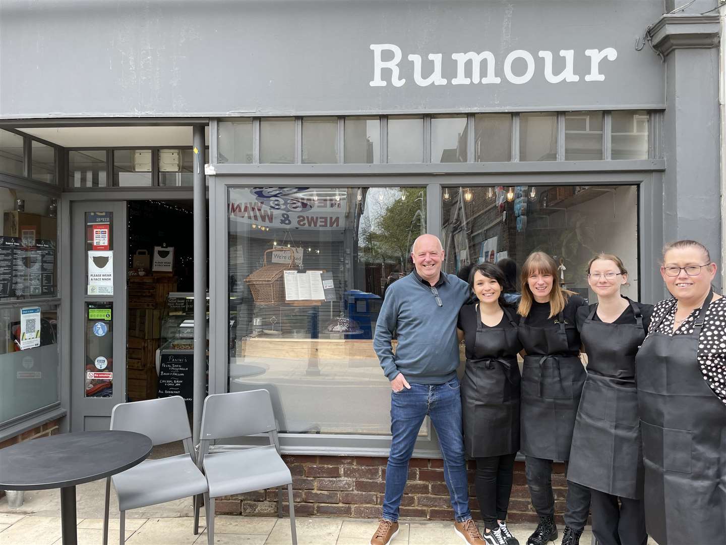 Paul West, owner of Rumour in Sheerness High Street, with Ashleigh Regan, Dawn Grain, Louisa Ingleton and Kerry McKinnon