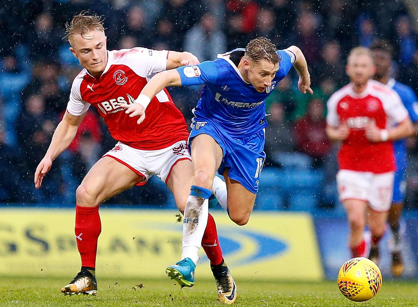 Lee Martin in the thick of the action against Fleetwood on Saturday Picture: Andy Jones