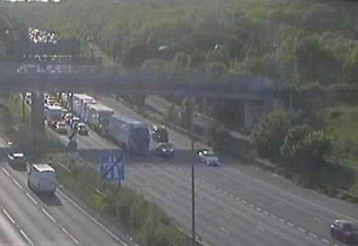 Traffic is being temporarily held on the M2. Picture: National Highways