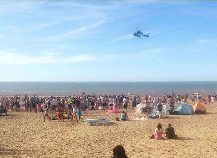 The air ambulance landed on Margate beach after the attack