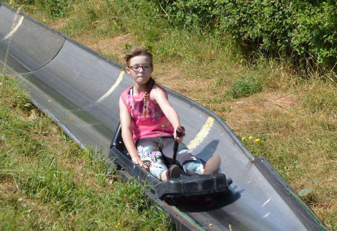 Sky, 10, suffered bruising and a blistered hand on the toboggan track