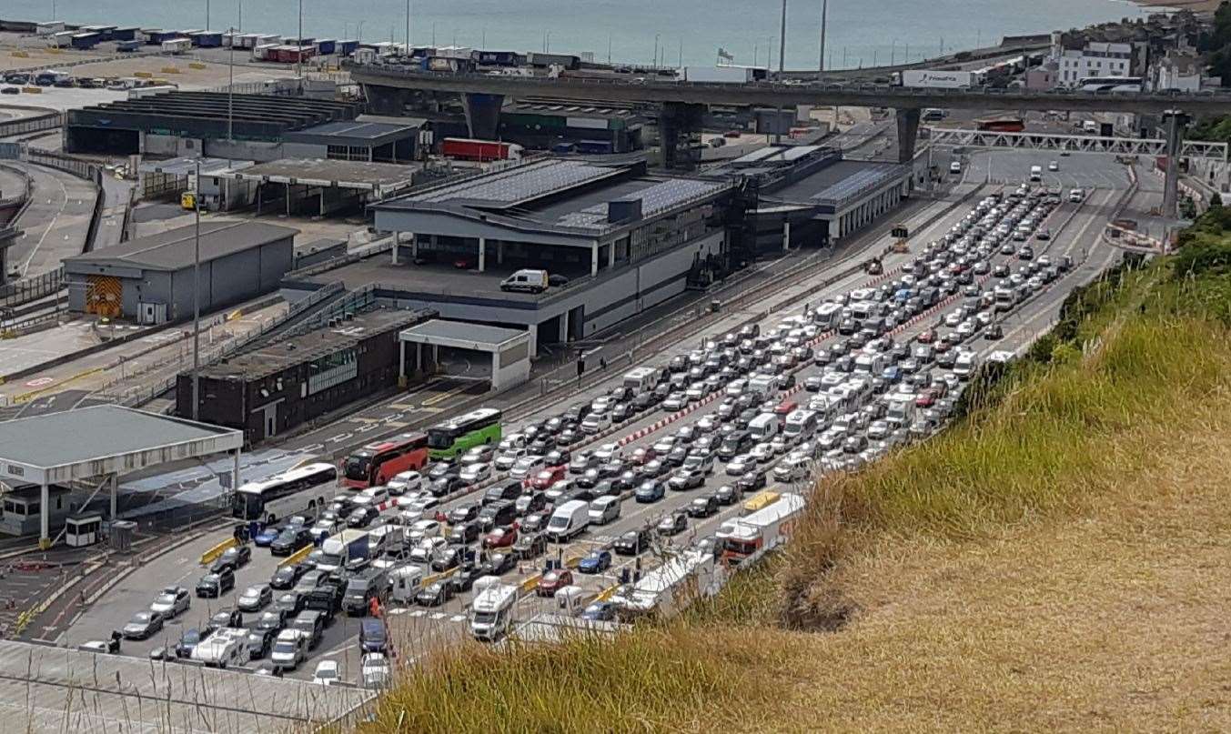 Queues at the Port of Dover on July 22, with traffic gridlocking the town for hours. Picture by Sam Lennon