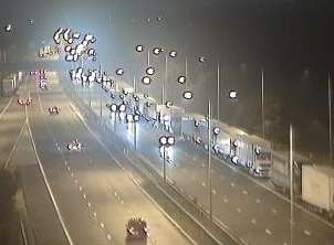 Queues near junction 11a of the M20 this morning
