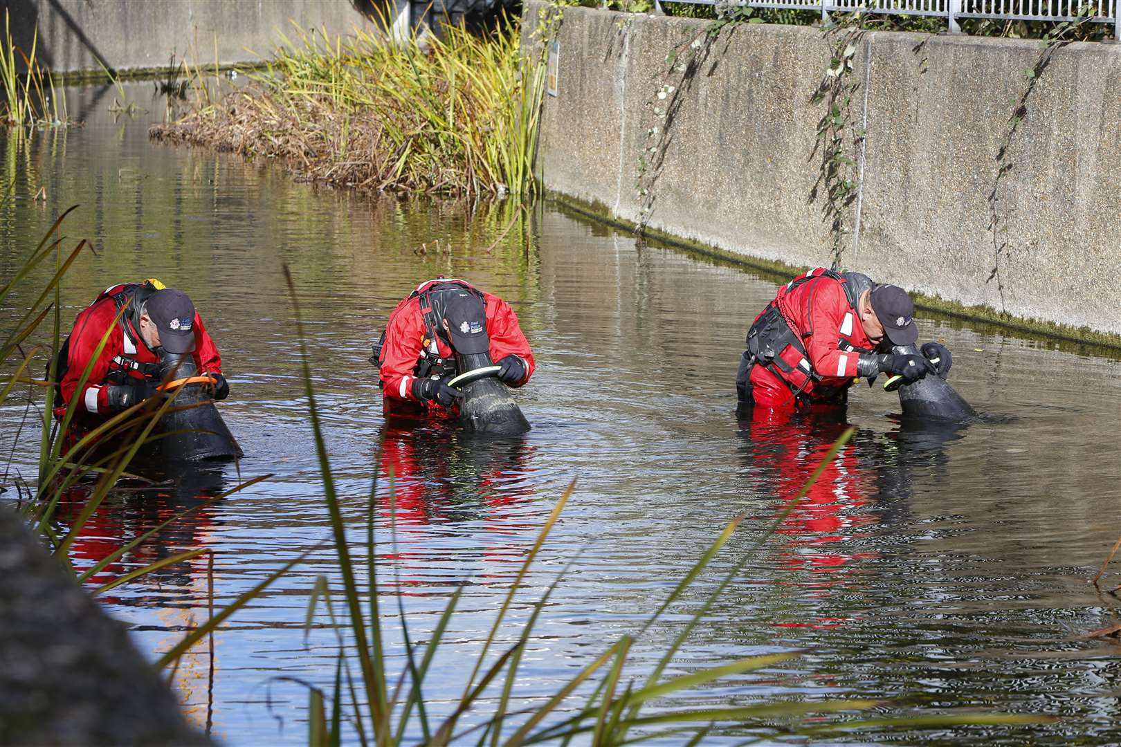 Kent Police Search & Marine Unit searching the River Darenth in Dartford in 2018