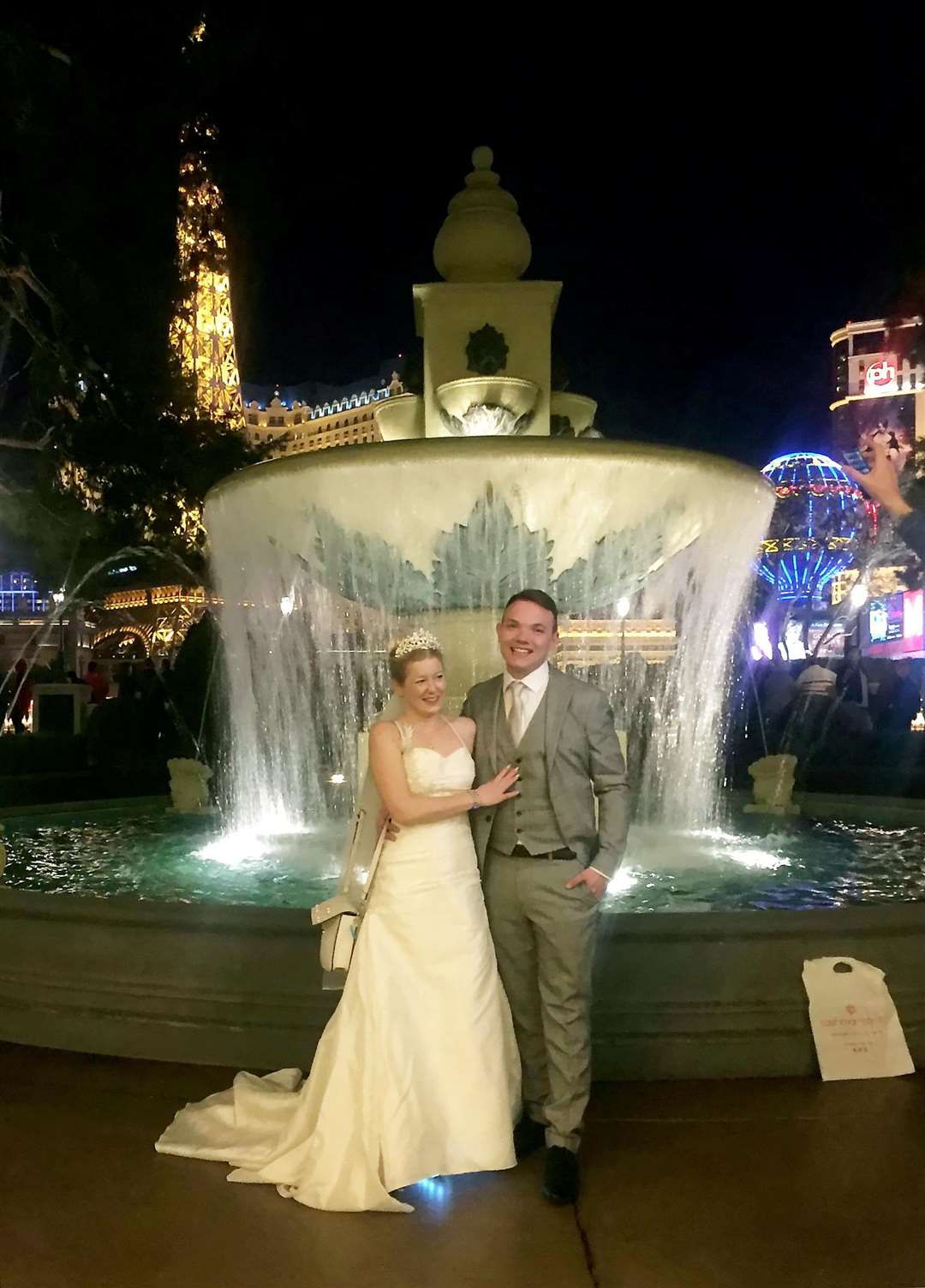 Sarah Elliott, 34, and Paul Edwards, 36, at their marriage in Las Vegas