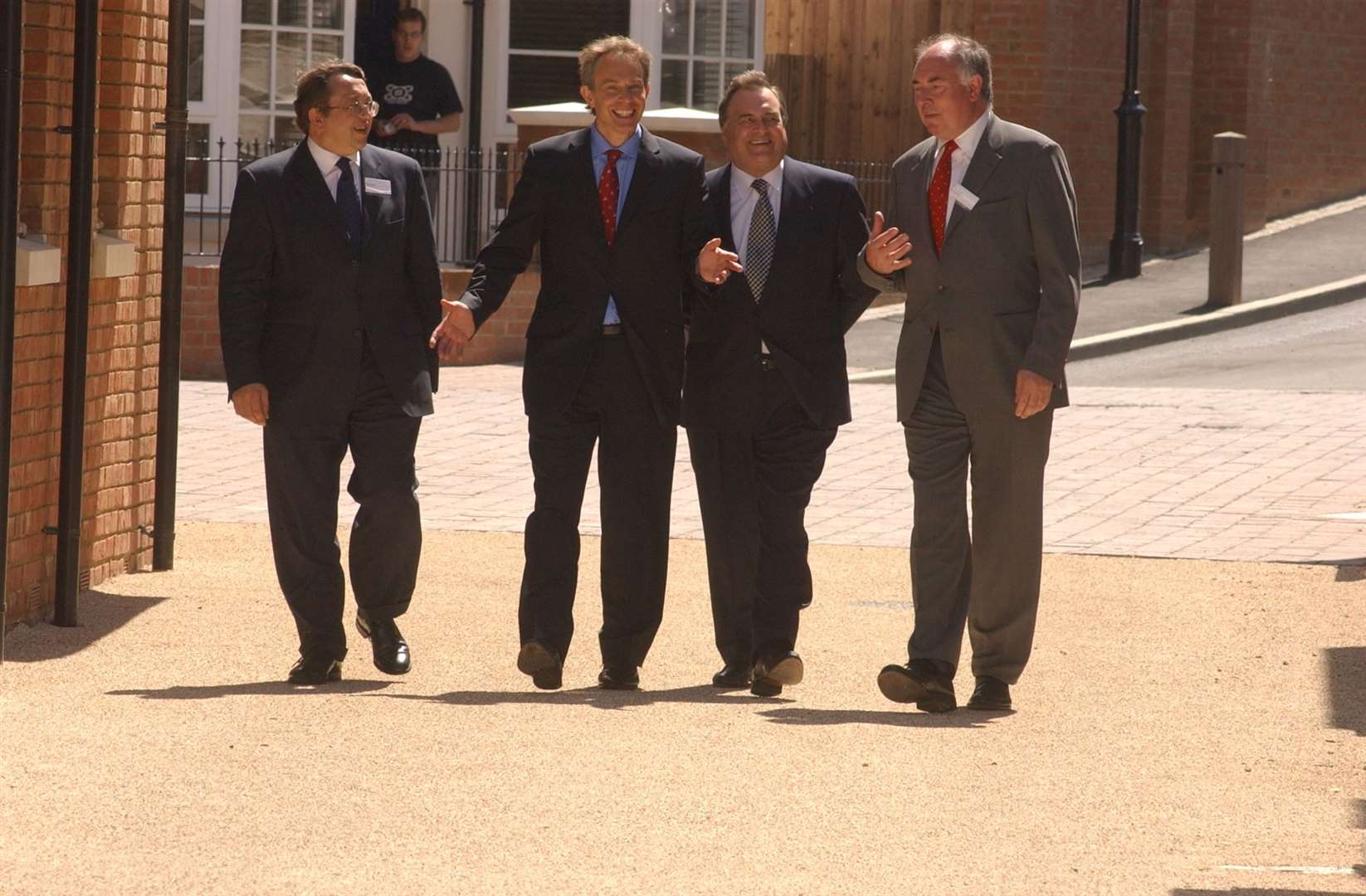 Tony Blair arrives with John Prescott and Gillingham MP Paul Clark