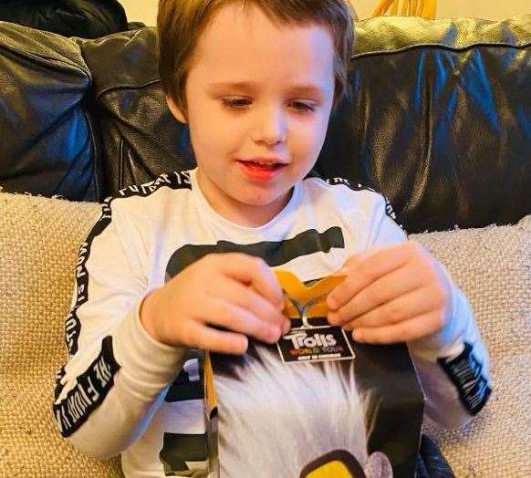 Mason Wanstall, four, with his Happy Meal box. Picture: Jo Rawlinson
