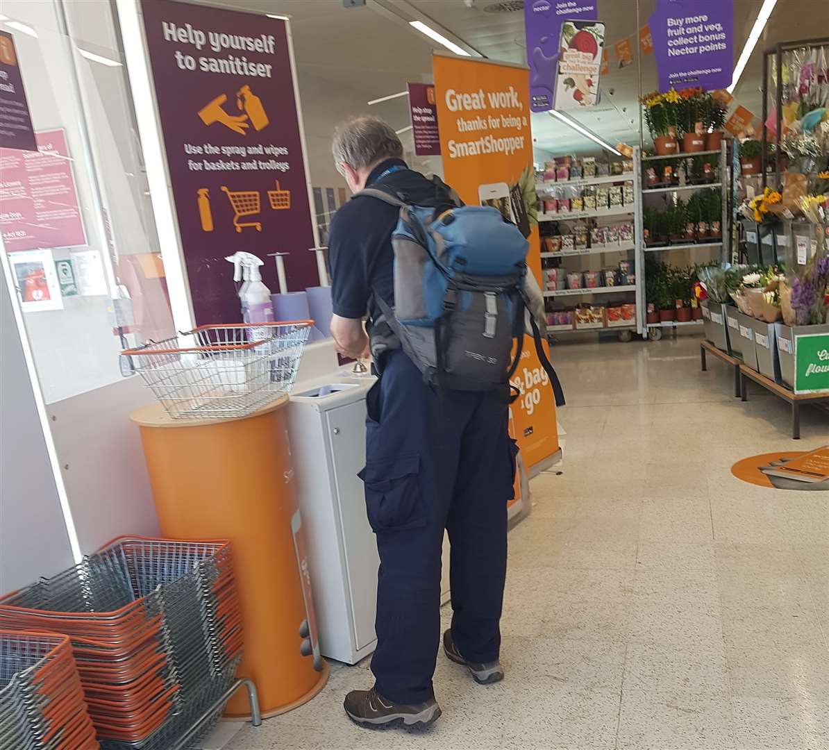 Sanitising stations have been introduced in Sainsbury's