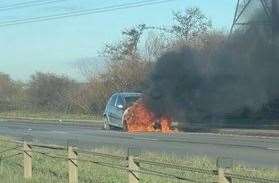 The car fire on the A249. Picture: Millie Clinton