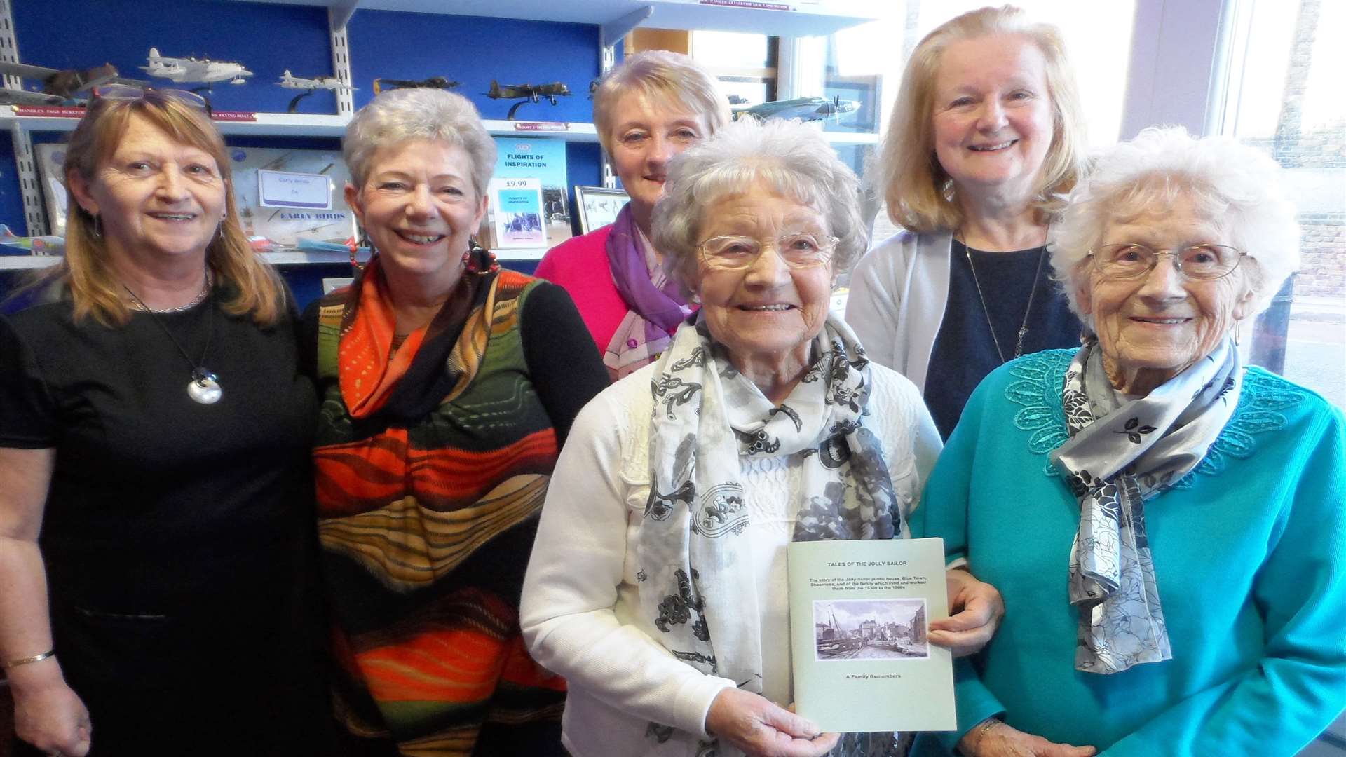 Left to right: Bridget Cavilla, Val Wakeling, Pam Blackmore, Lilian Heath, Vivien Bailey and Carrie Stearns at Blue Town Heritage Centre