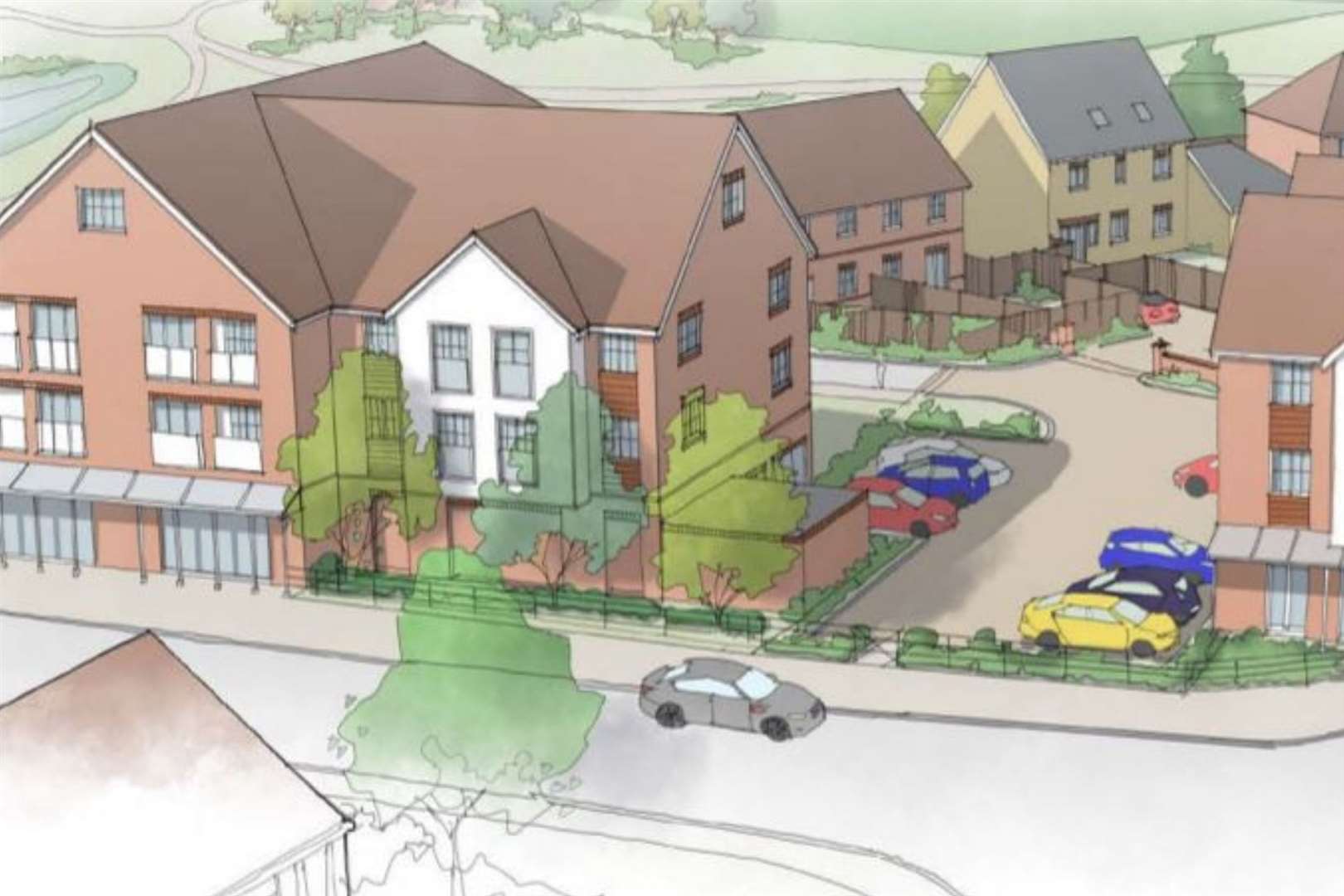 A sketch of the proposed housing development