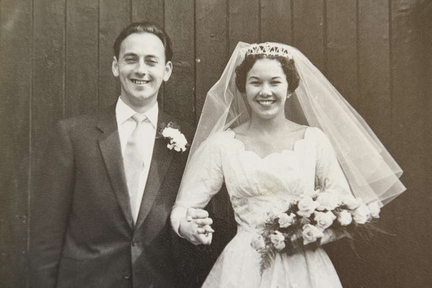 Brian Macknish and his wife on their wedding day