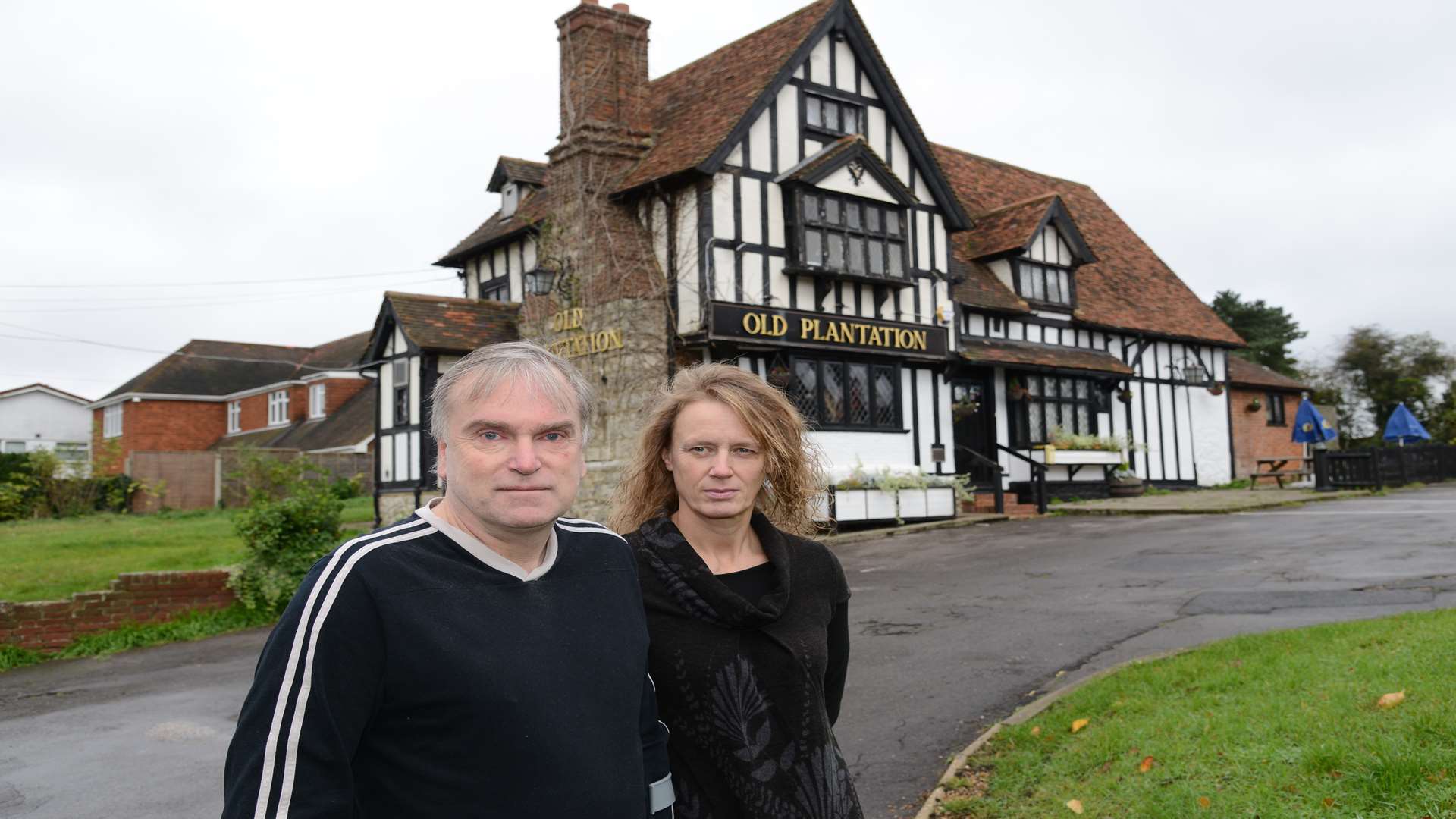 Stephen and Cathryn Coomber campaigning to save The Old Plantation pub in Bearsted. Picture: Gary Browne