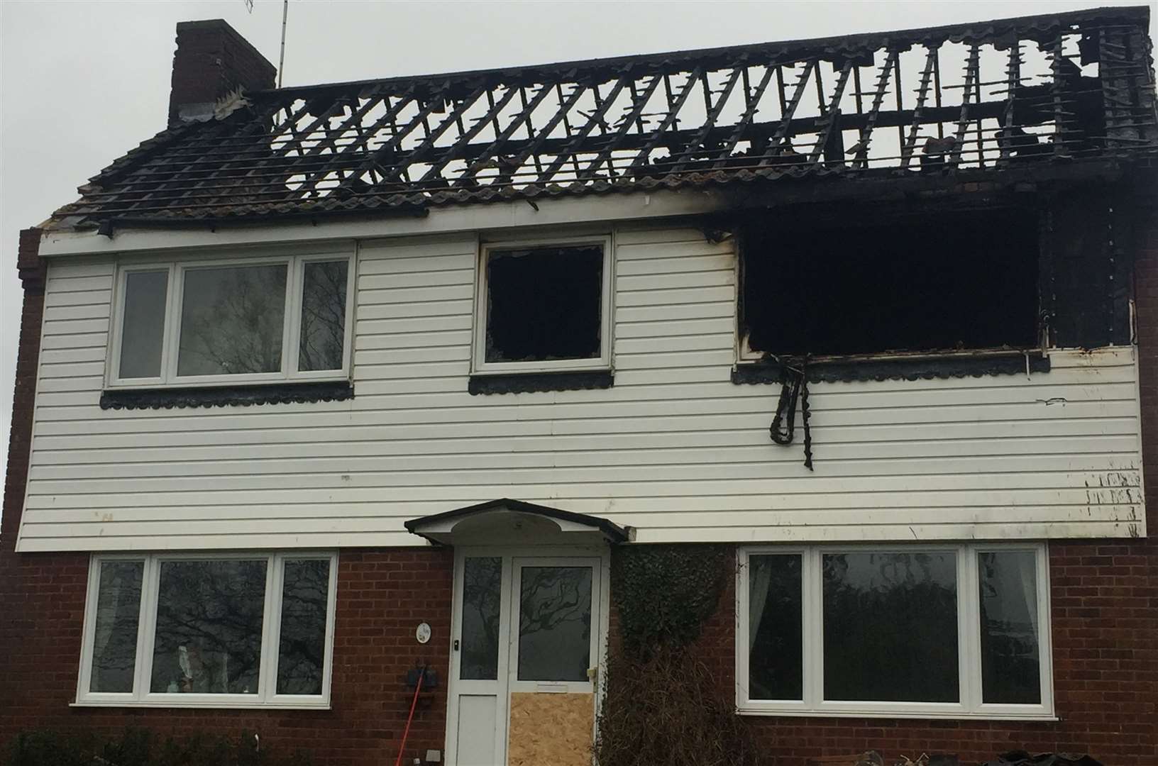 The house was severely damaged in the fire