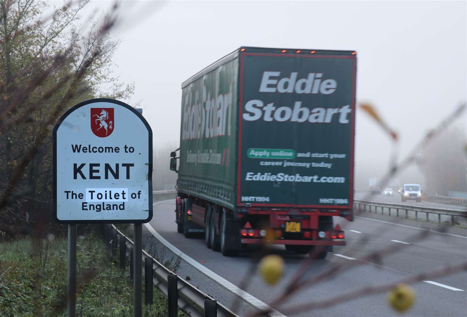 One of the signs changed on Kent's border Picture: EU Flag Media