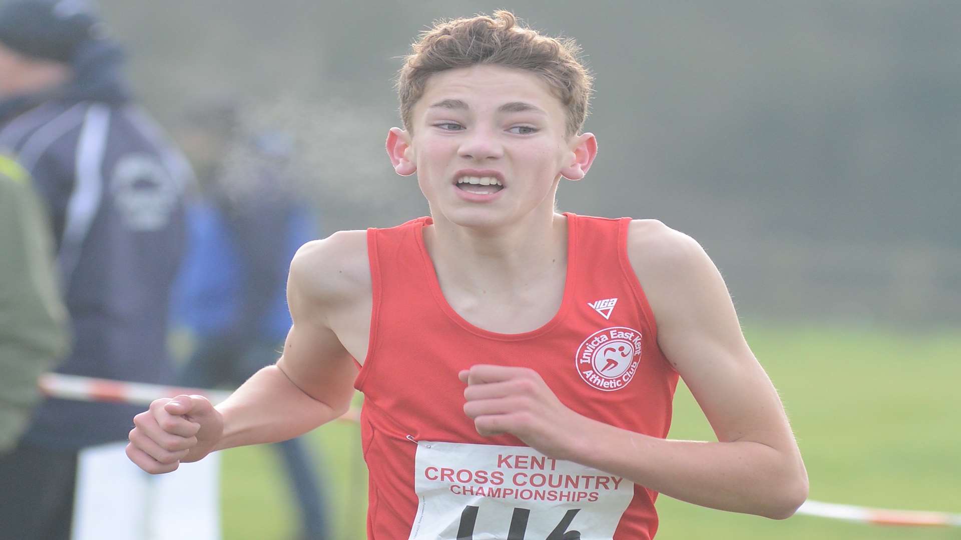 Jamie Keir made it a win double for Invicta East Kent with victory in the under-13 boys' race Picture: Gary Browne