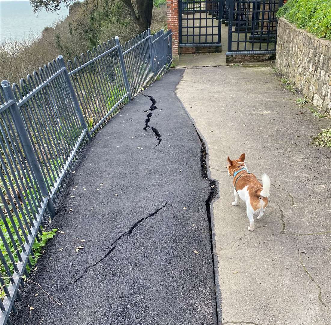 Cracks began to appear on the pavement on Maderia Walk, shortly after repairs by Folkestone and Hythe District Council took place. Picture credit: Stephen West