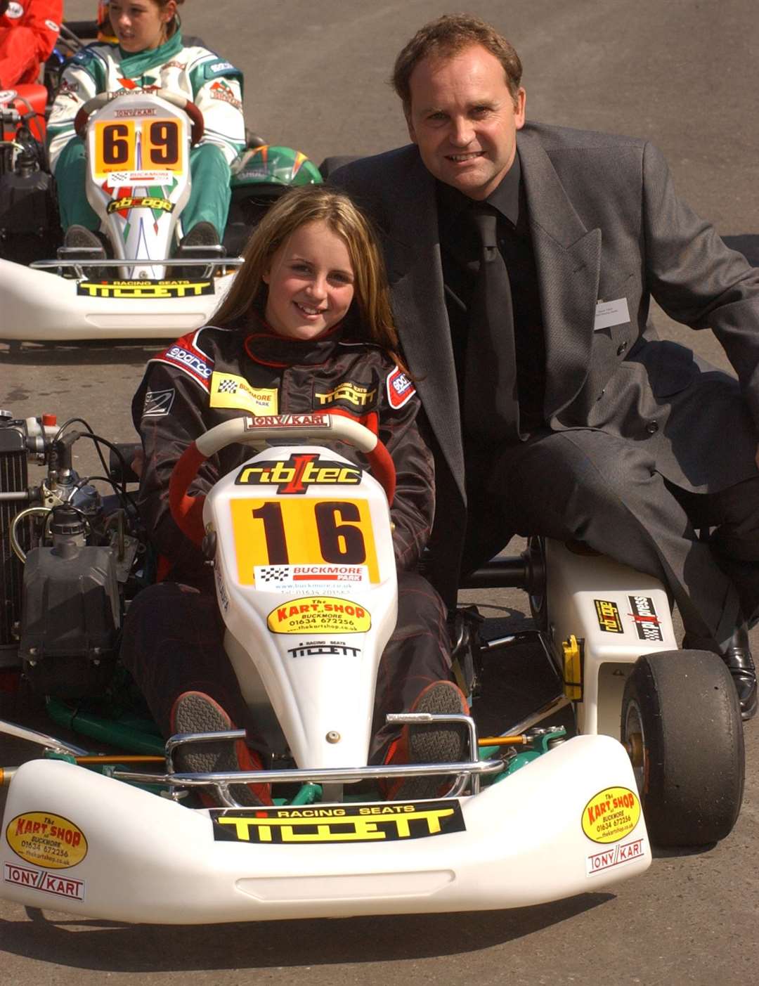 Laura Tillett and her dad Steve in 2003; Steve runs Sittingbourne-based Tillett Racing Seats. Picture: Jim Rantell