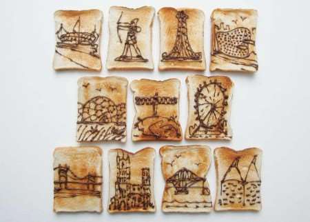 The gallery of British landmarks recreated on toast. Picture: Geoff Caddick/PA Wire.