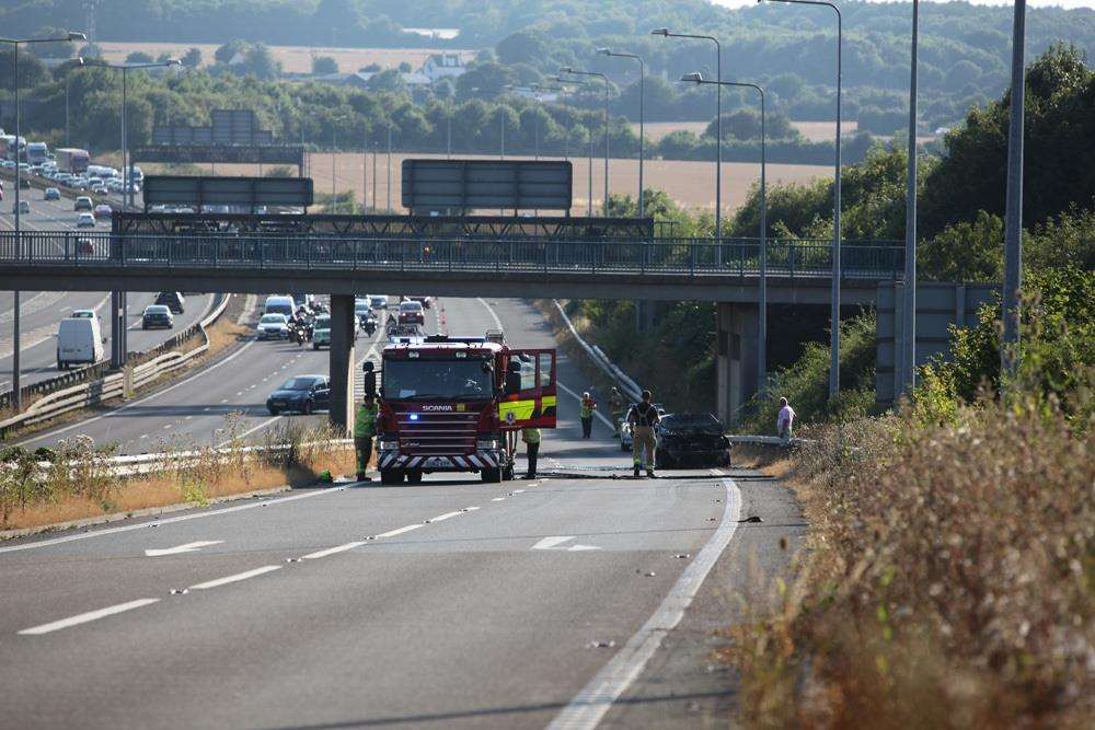 The car caught fire on the M2. Picture: Gary Guillan (3303859)