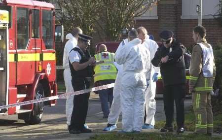 The emergency services at the scene on Tuesday. Picture: PAUL DENNIS