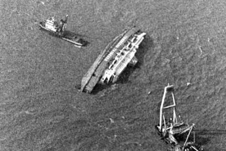 The bow doors of the Herald of Free Enterprise were open when the ship set sail. 193 people died in the disaster.