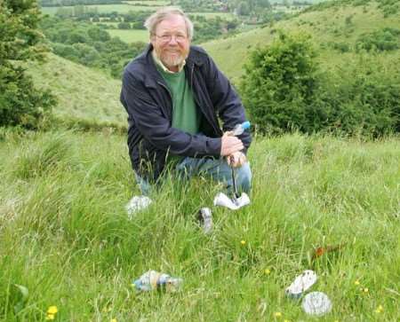 Bill Bryson wades through the countryside near Wye. Picture: Martin Apps