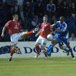 Darren Byfield finds it tough going against the Barnsley defence. Picture: MATTHEW READING