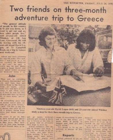 A newspaper cutting from July 1970 shows Mr Whisker's planned trip to Greece