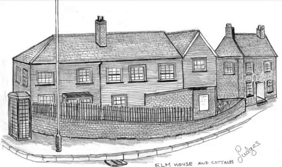 Sketch of Elm house, which was run in the nineteenth century as a school and was demolished in 1980