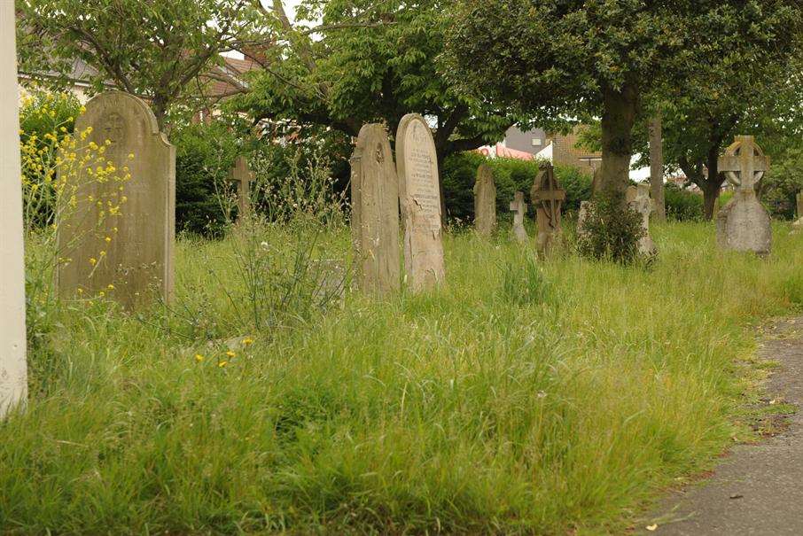 The grass at Gravesend's Old Road West cemetery.