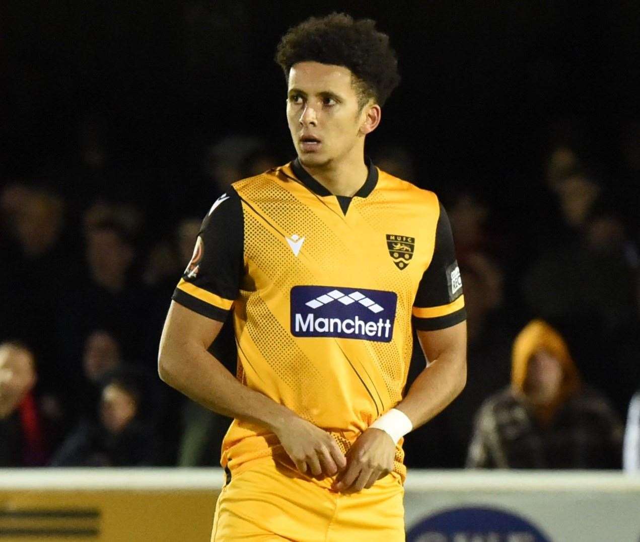 Big moment for Sol Wanjau-Smith as he comes on for his Maidstone debut. Picture: Steve Terrell