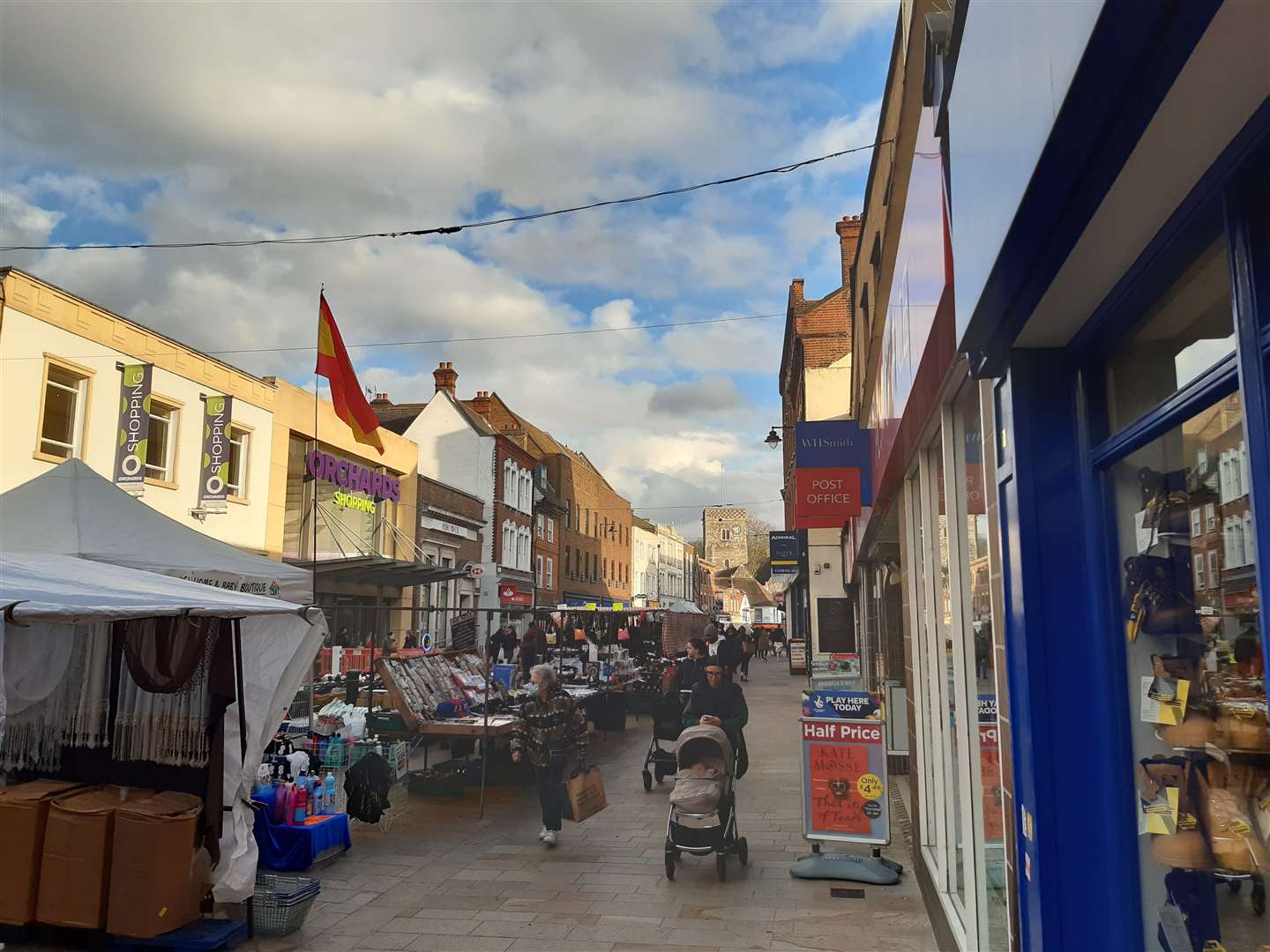 Dartford's markets are back but traders say footfall has not returned to pre-pandemic levels. Photo: Sean Delaney