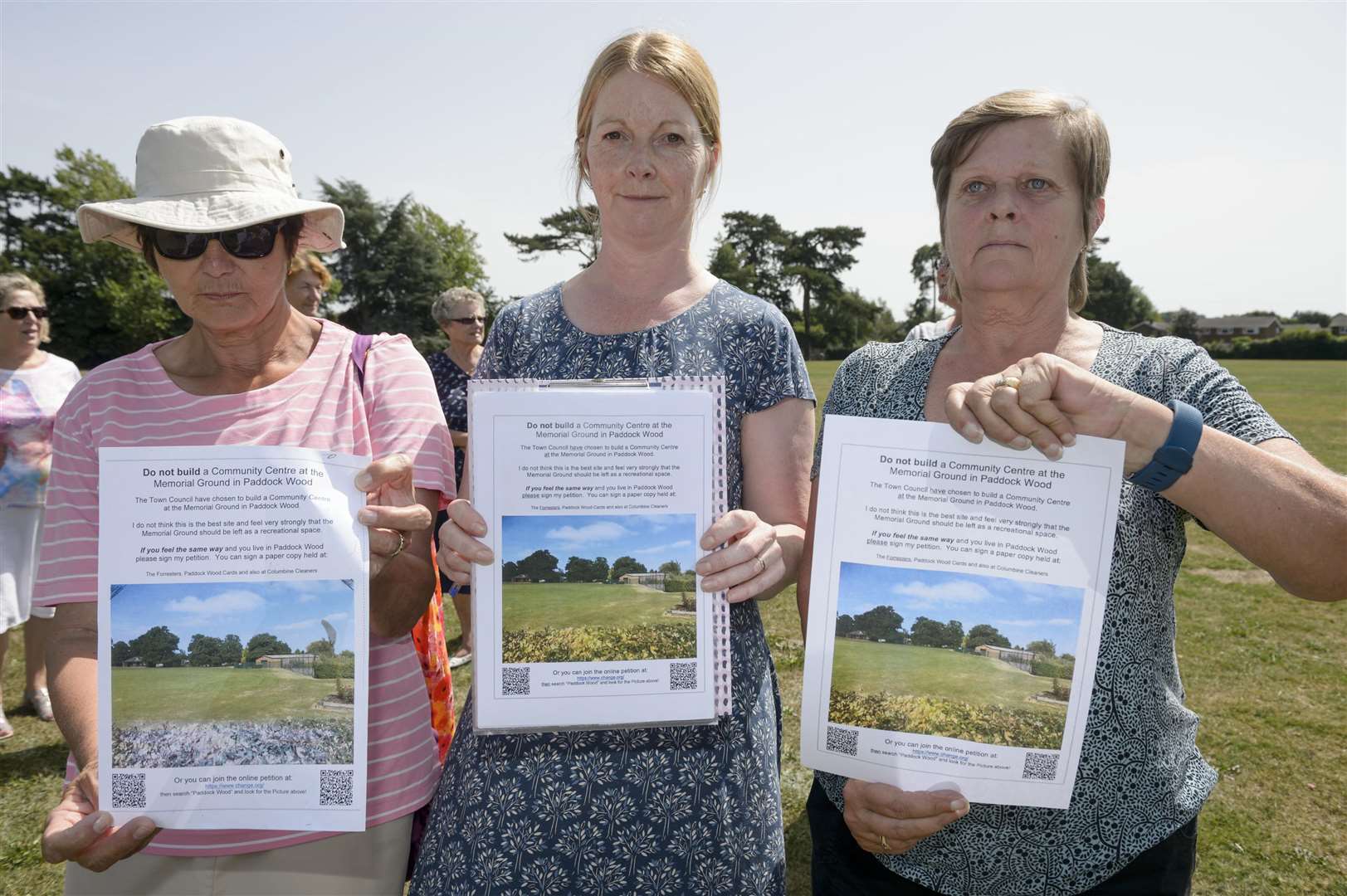 Kath Crawford, Wendy Morris and Jill Stevens protest against the building. Picture: Andy Payton