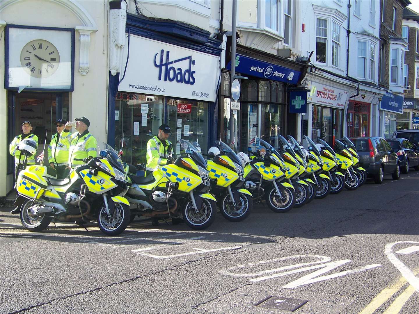 Police bikes lined up in Victoria Road, Deal. Pic: Peter Jull