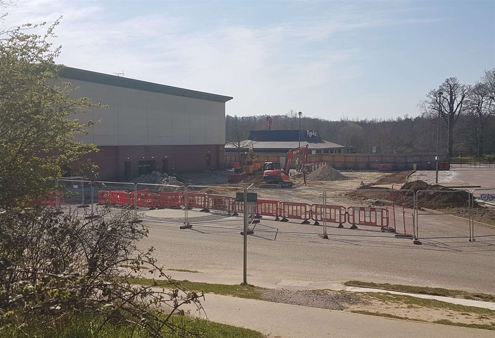 Contractors were seen working on the site yesterday